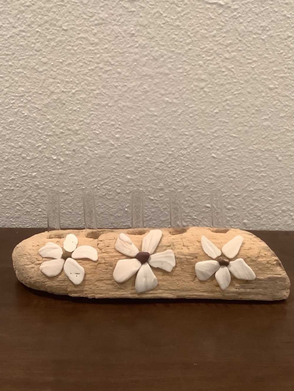 Driftwood Art, Driftwood Seashell Flower Vases, Driftwood Coastal Art
